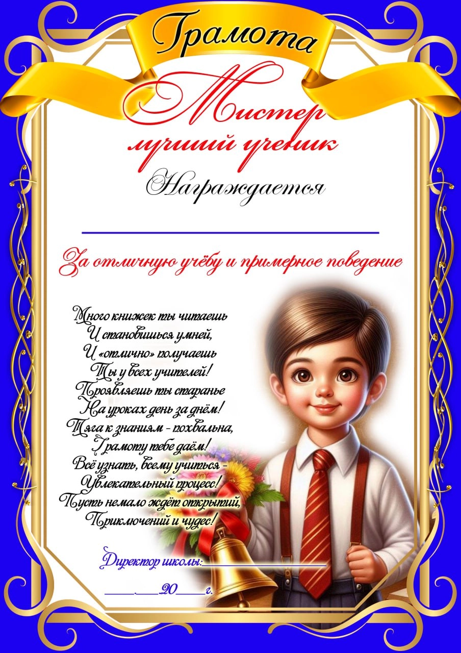 Грамоты за отличную учёбу и примерное поведение.