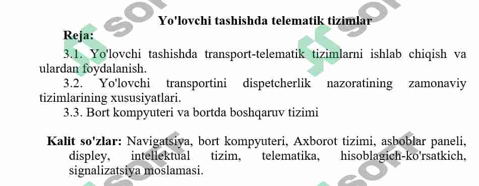 Yo'lovchi tashishda telematik tizimlar