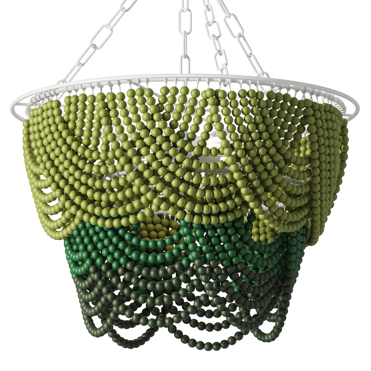 Etsy Green Beaded Wood Pendant Chandelier