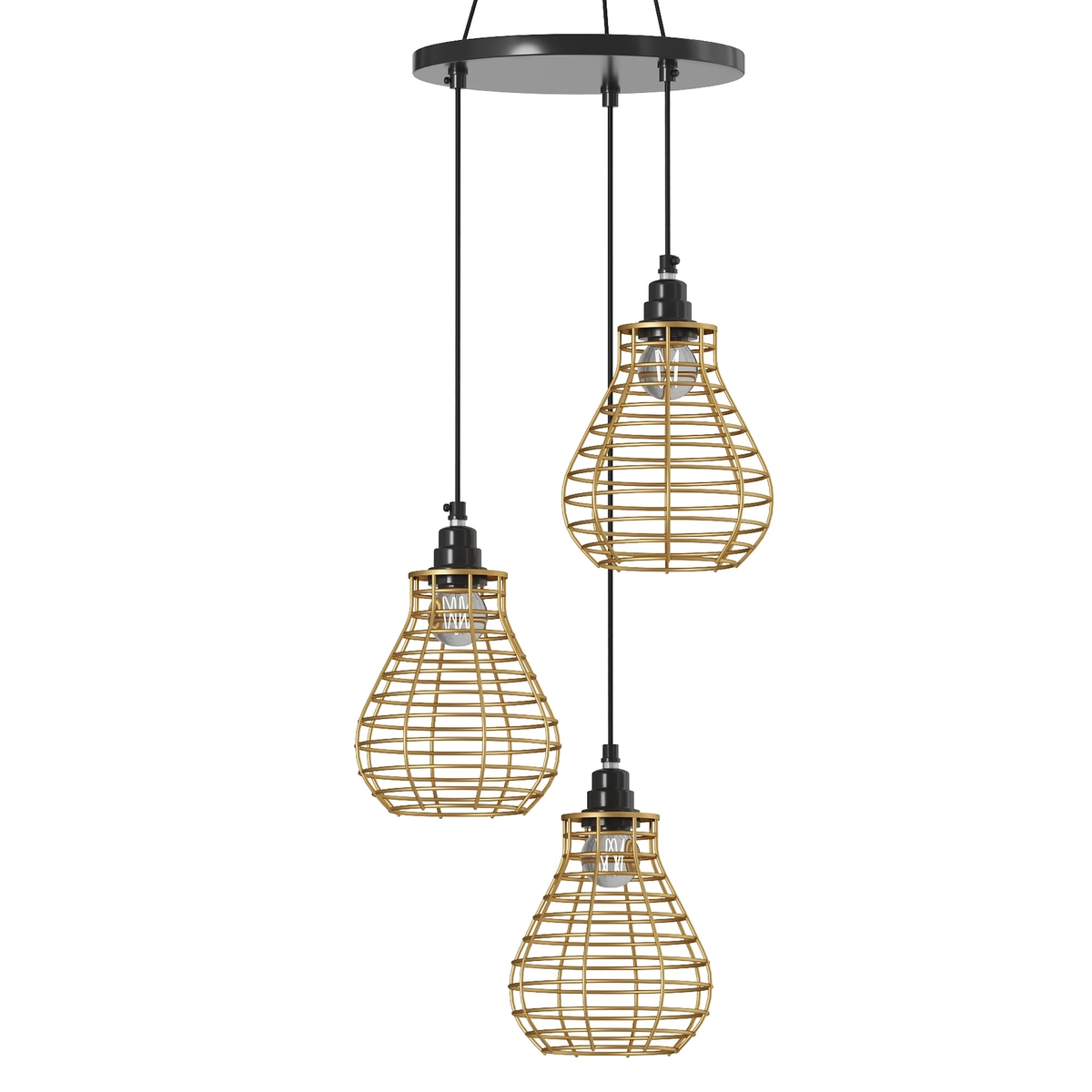 Bird Nest Pendant Lamp 3 Shades Golden