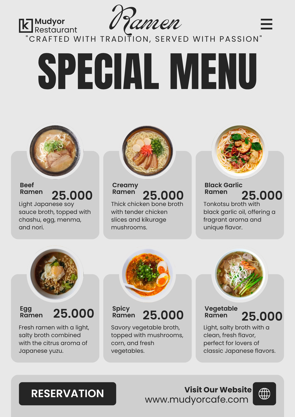 Restauran menu