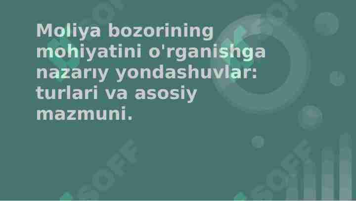 Moliya bozori turlari