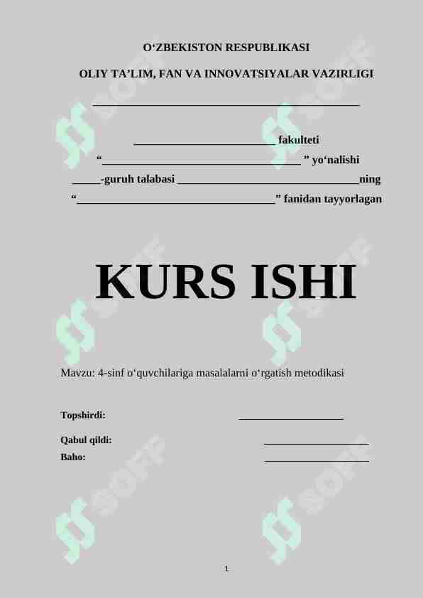 4-sinf o‘quvchilariga masalalarni o‘rgatish metodikasi