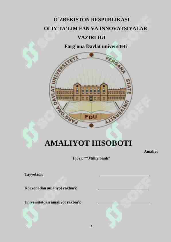 Milliy bankdagi amalyot hisoboti