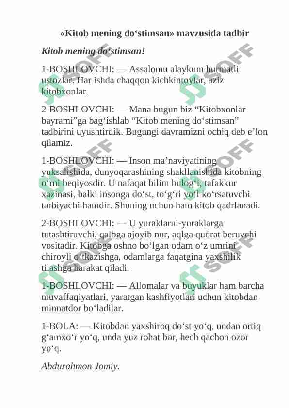 Kitob mening do'stimsan