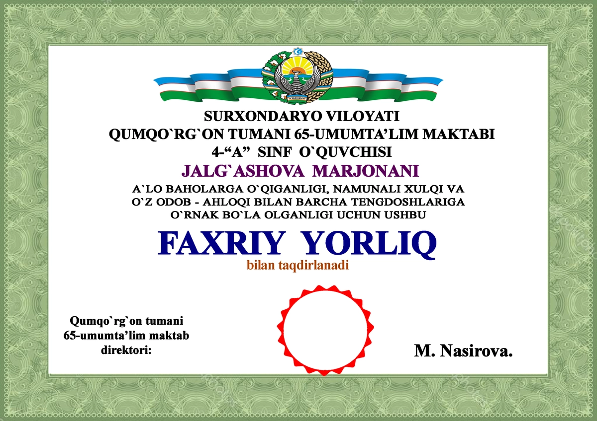 FAXRIY YORLIQ MAKTAB