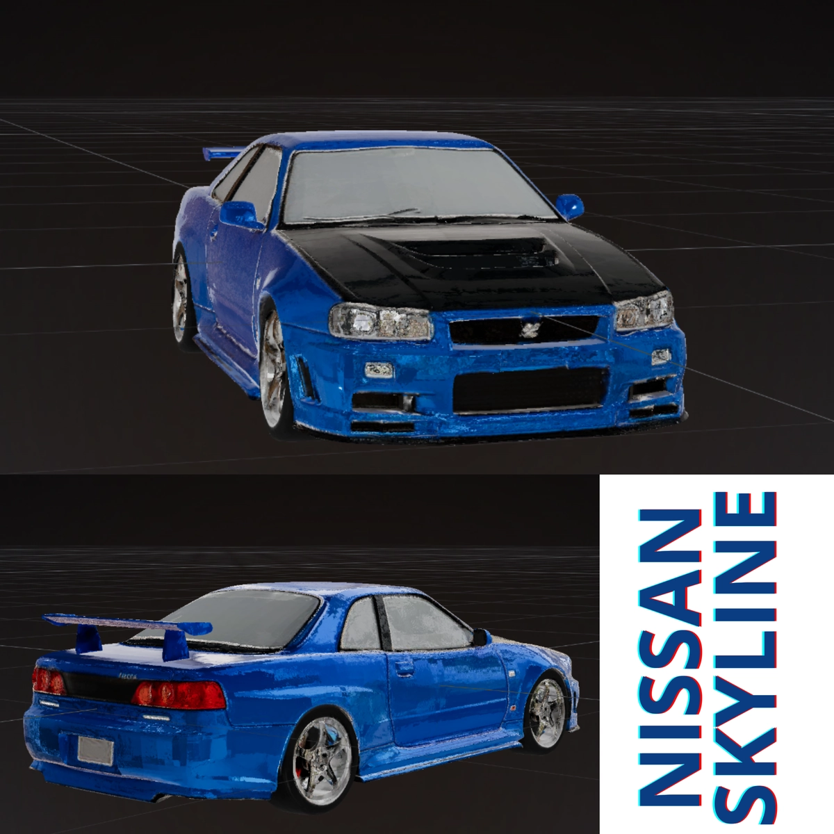Nissan Skyline GTR blue 3d