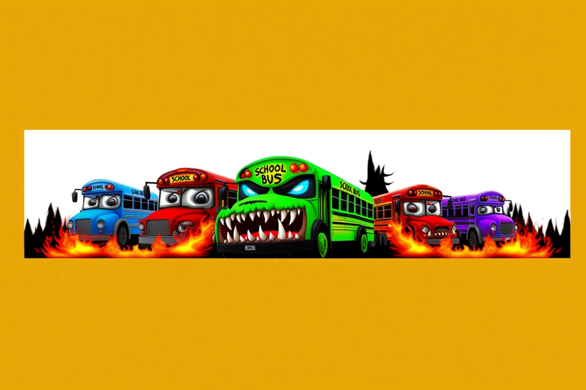 Professional School Bus Monster Gaming Banner for YouTube (YouTube uchun professional School Bus Monster o'yin banneri)