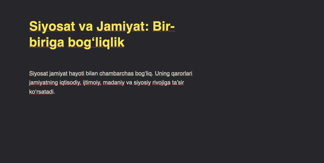 Siyosat va Jamiyat: Bir-biriga bog‘liqlik