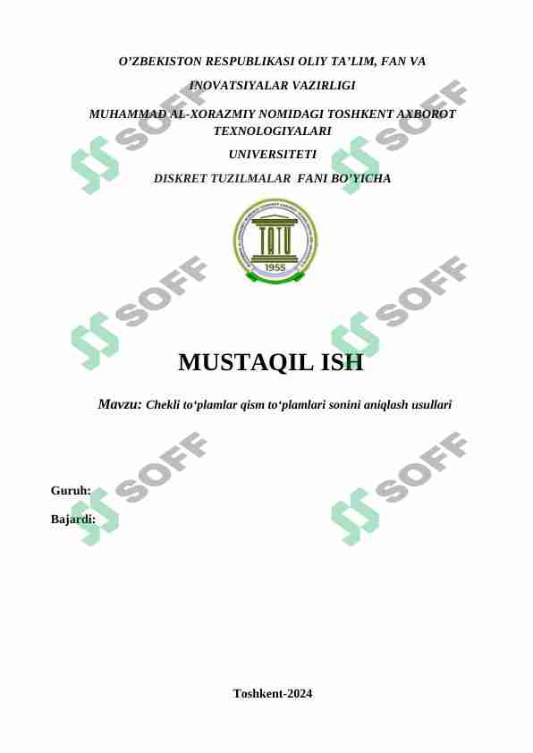 Chekli to‘plamlar qism to‘plamlari sonini aniqlash usullari