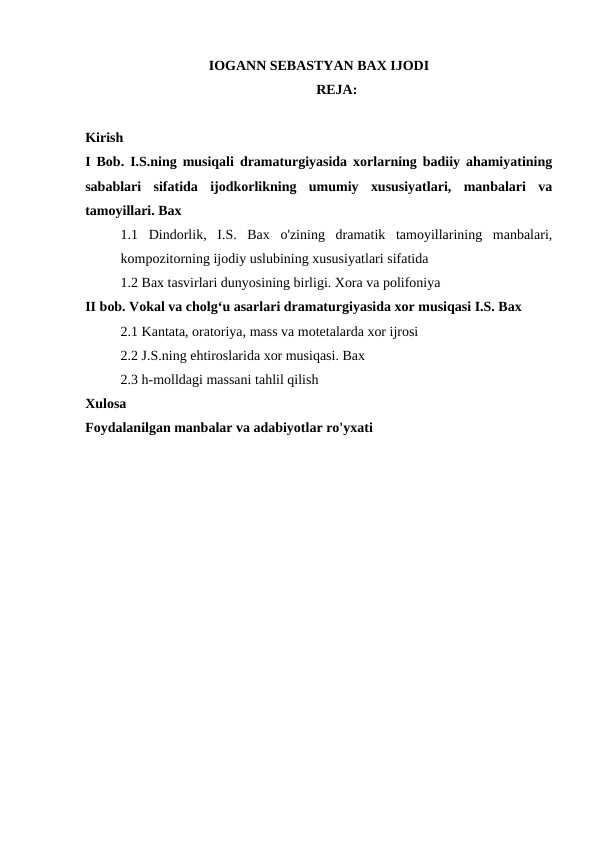 IOGANN SEBASTYAN BAX IJODI