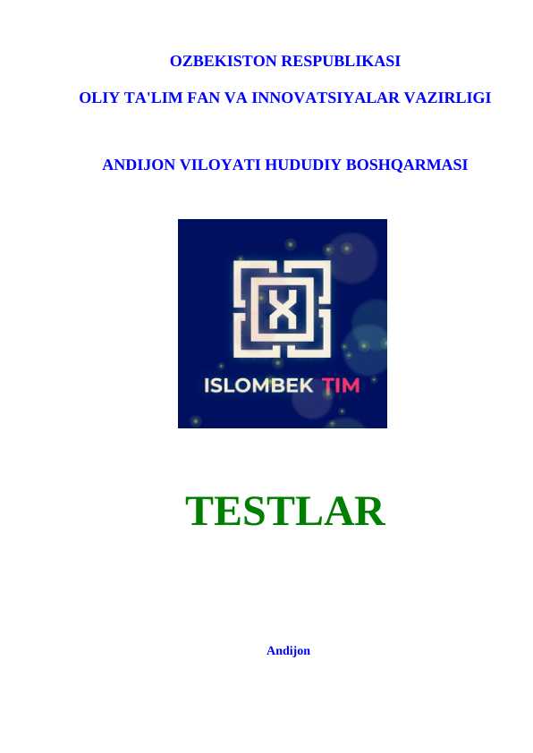 Matematika fanidan testlar (40 ta)