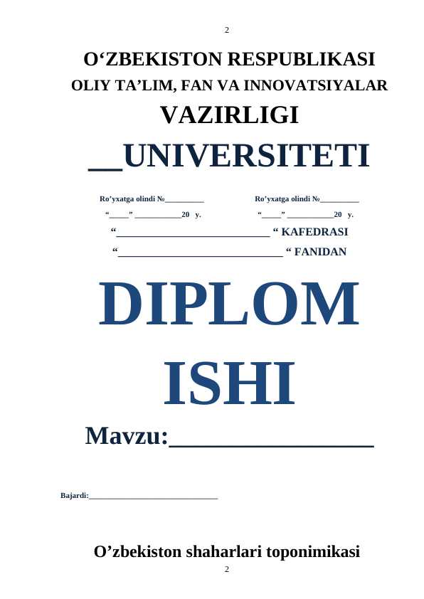 O’zbekiston shaharlari toponimikasi