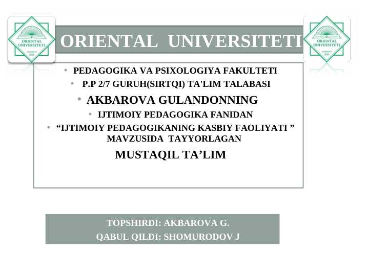 IJTIMOIY PEDAGOGIKANING KASBIY FAOLIYATI