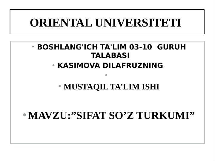 SIFAT SO’Z TURKUMI