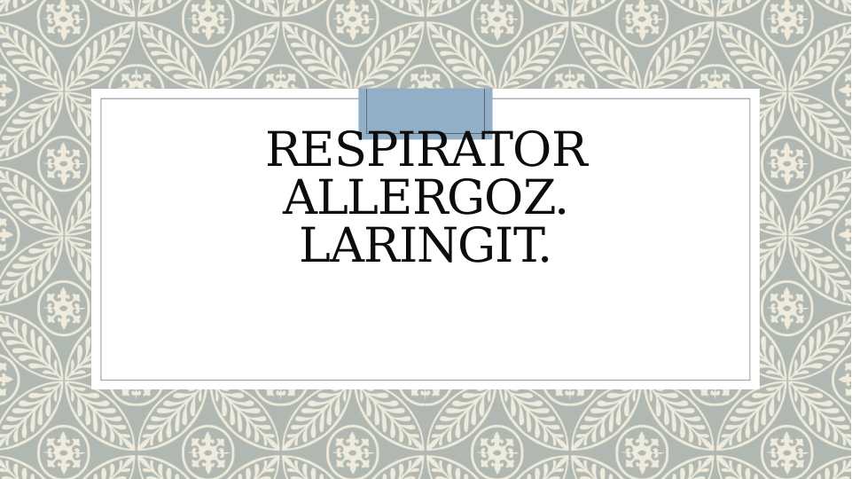 Respirator Allergoz. Laringit