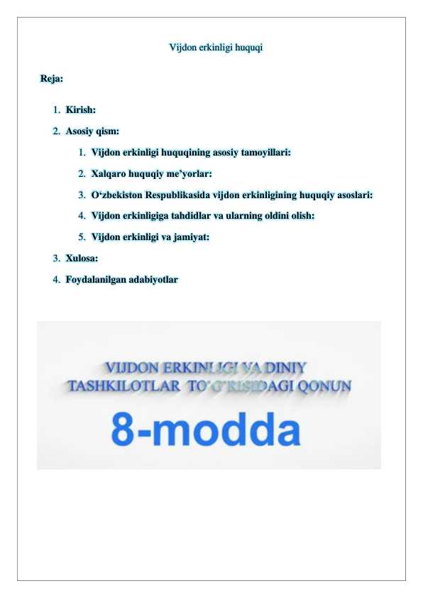 Vijdon erkinligi huquqi 25