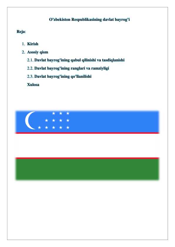 O’zbekiston Respublikasining davlat bayrog’i  25