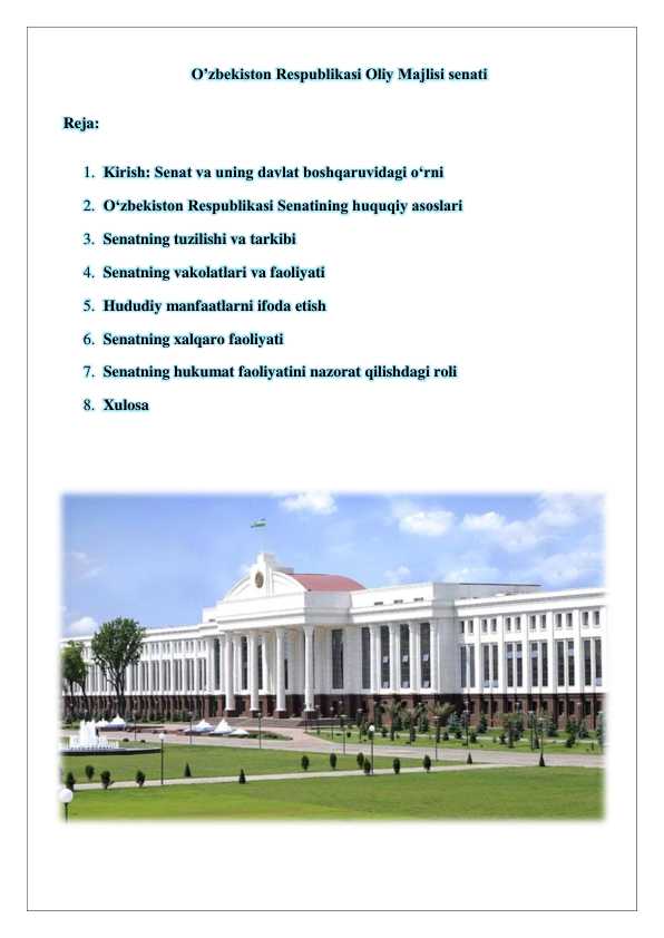 O’zbekiston Respublikasi Oliy Majlisi senati 25