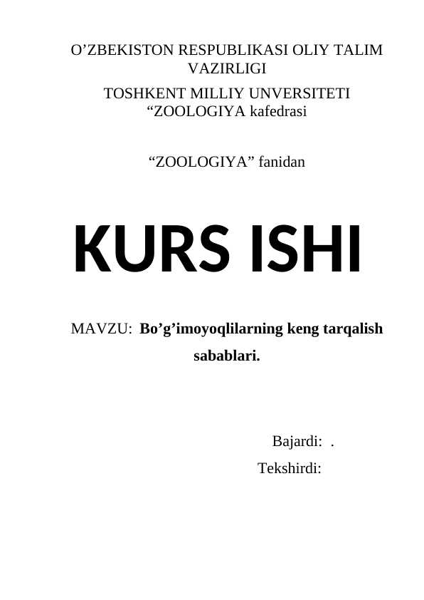 Bo’g’imoyoqlilarning keng tarqalish sabablari