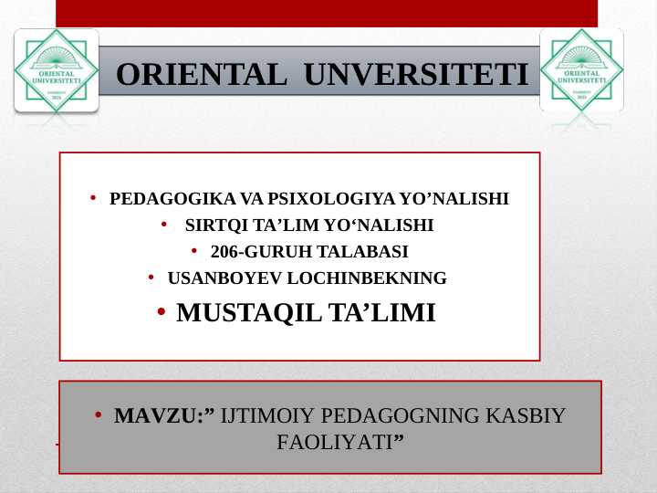 IJTIMOIY PEDAGOGNING KASBIY FAOLIYATI