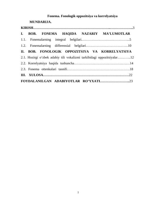 Fonema. Fonologik oppozitsiya va korrelyatsiya