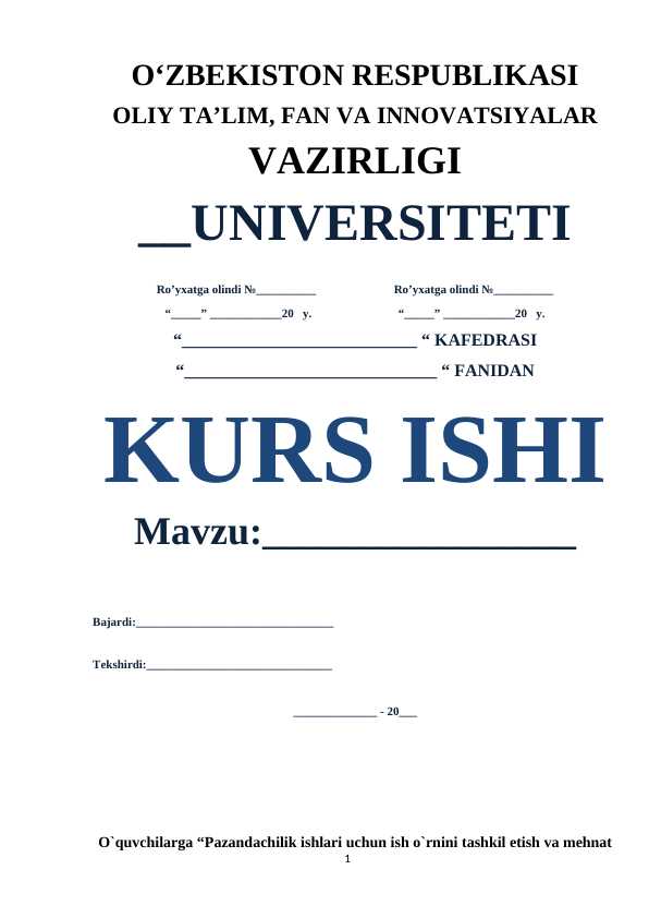 O`quvchilarga “Pazandachilik ishlari uchun ish o`rnini tashkil etish va mehnat xavfsizligi talablari” mavzusini o`qitish metodikasi