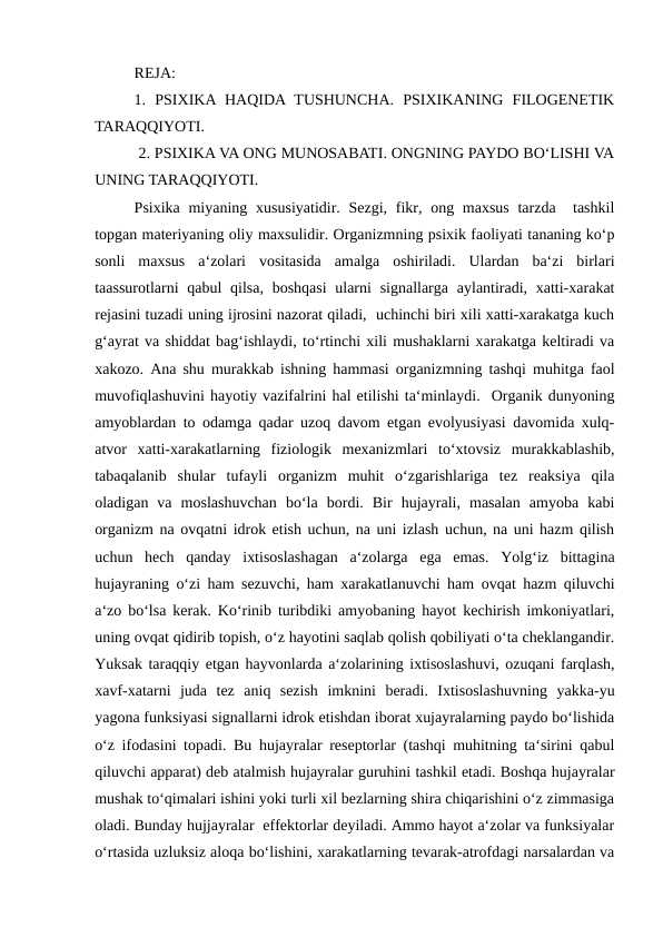 Psixika haqida tushuncha