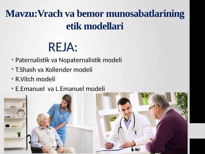 Vrach va bemor munosabatlarining etik modellari