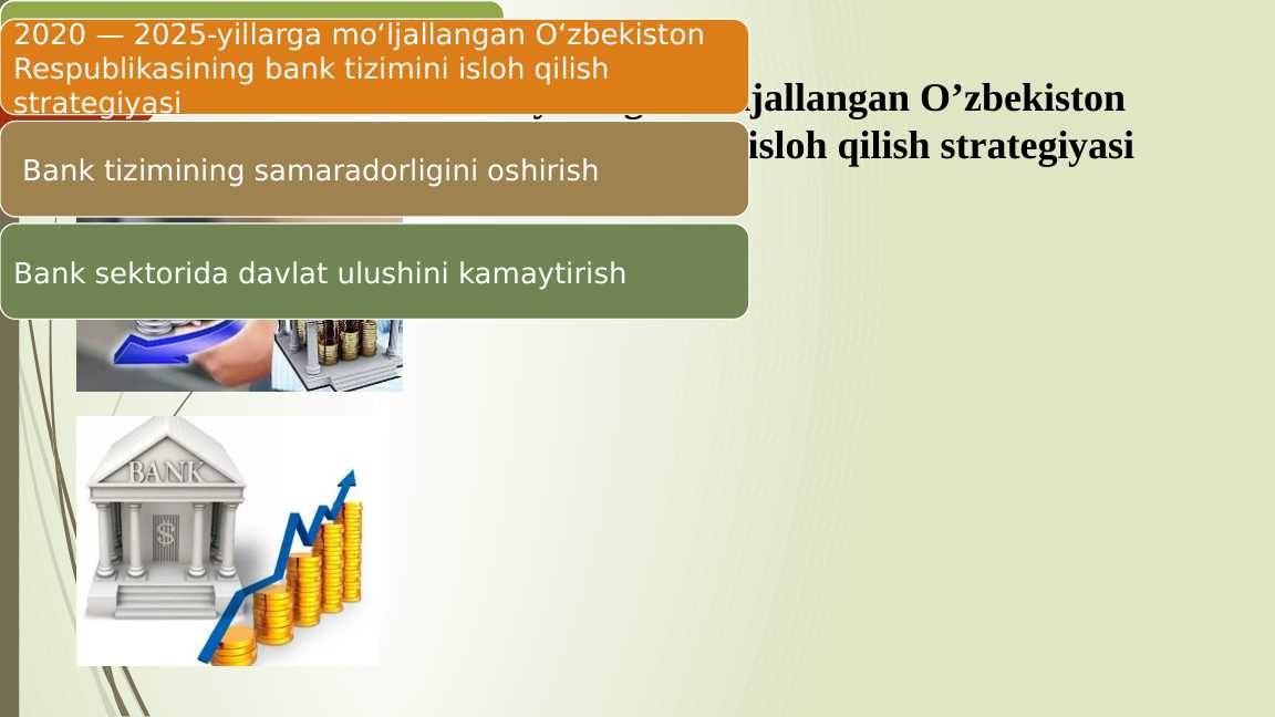 2020-2025-yillarga mo’ljallangan O’zbekiston Respublikasining bank tizimini isloh qilish strategiyasi