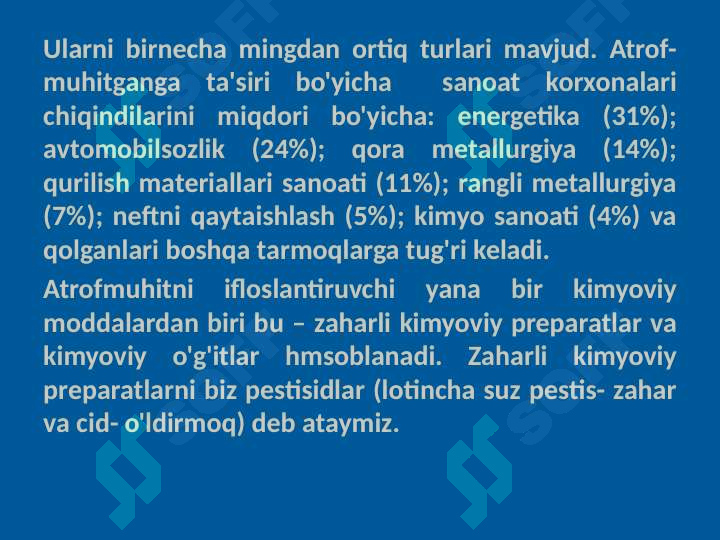 Sanoatning atmosferaga ta`siri