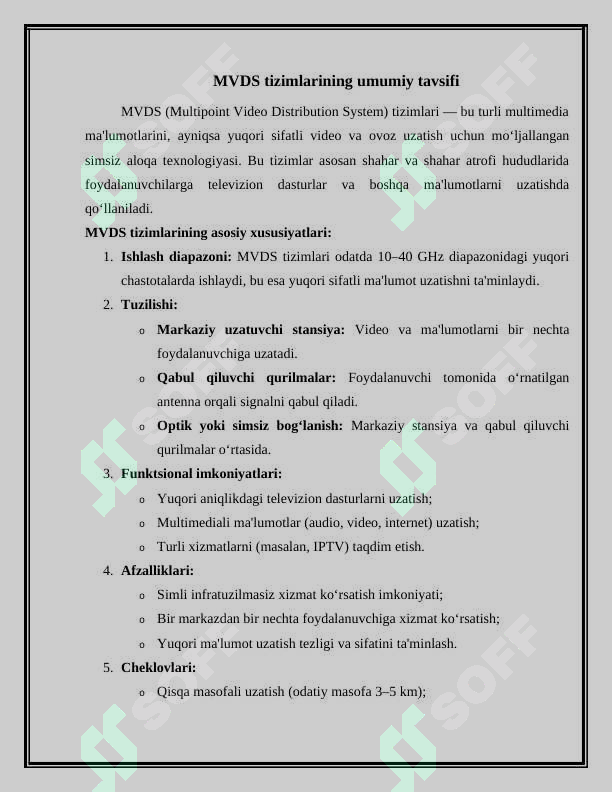 LMDS va MVDS tizimlari
