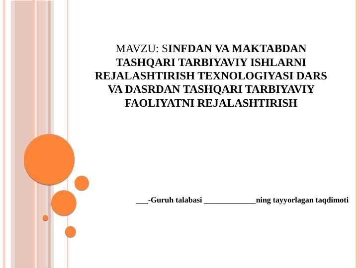 dars va dasrdan tashqari tarbiyaviy faoliyatni rejalashtirish