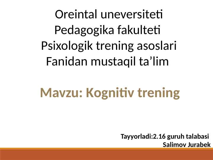 Kognitiv trening