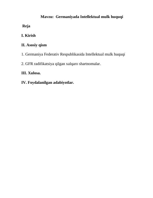 Germaniyada Intellektual mulk huquqi