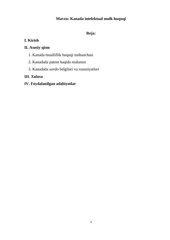 Kanada intelektual mulk huquqi