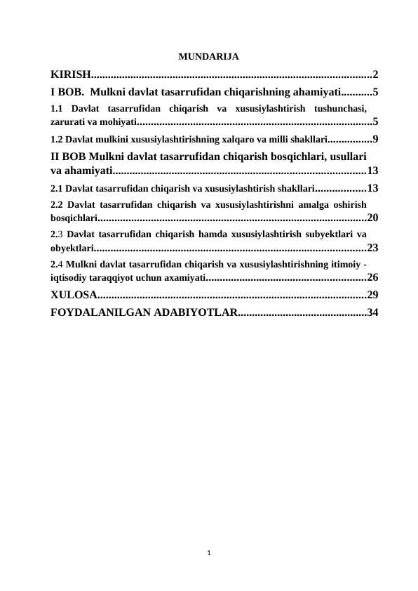 Mulkni davlat tasarruffidan chiqarish va xususiylashtirish