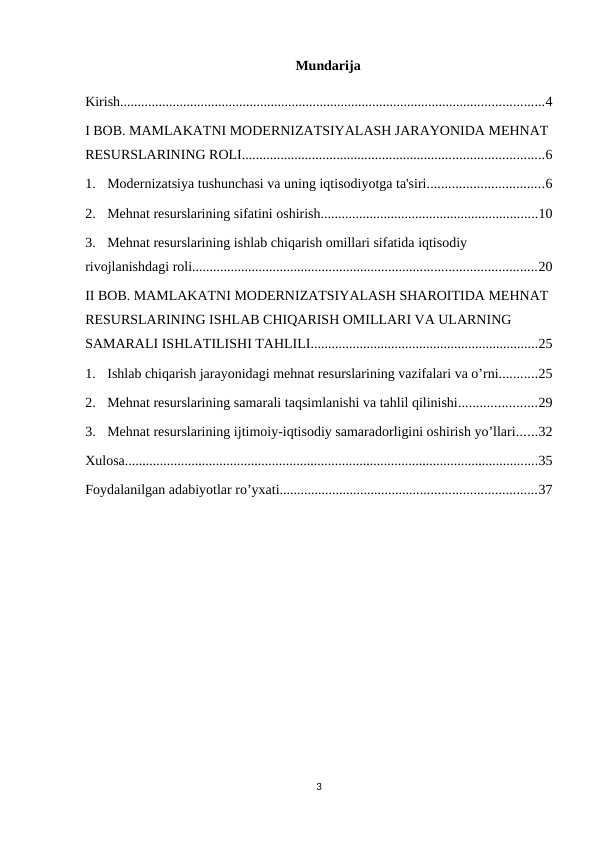 MAMLAKATNI MODERNIZATSIYALASH JARAYONIDA MEHNAT RESURSLARINING ROLI