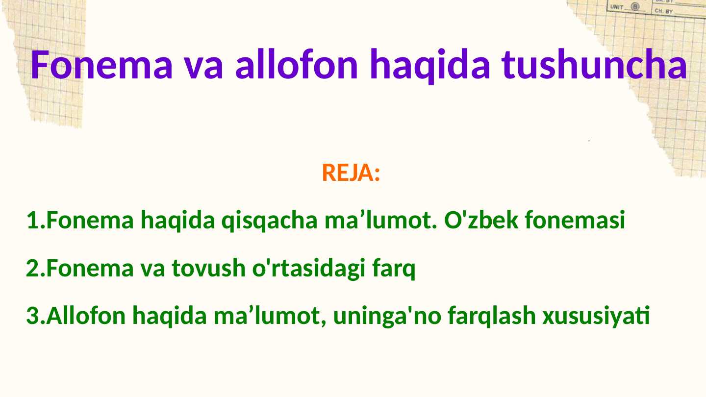 Fonema va allofon haqida tushuncha