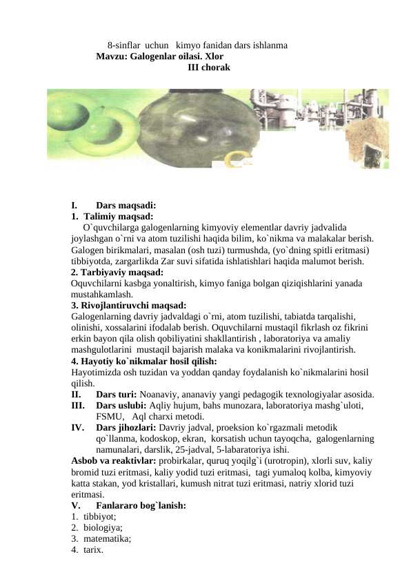 Galogenlar ochiq dars 8-sinf