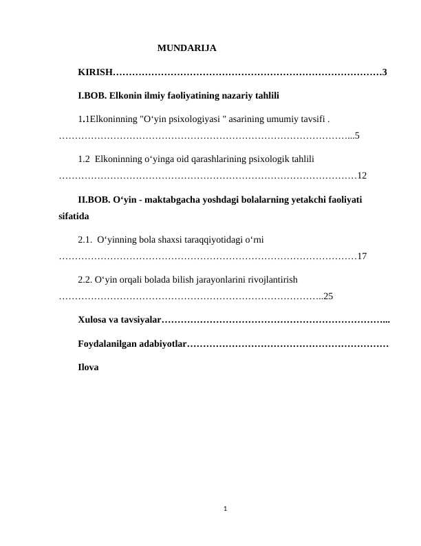 DB Elkoning Oʻyin psixologiyasi asarining nazariy tahlili
