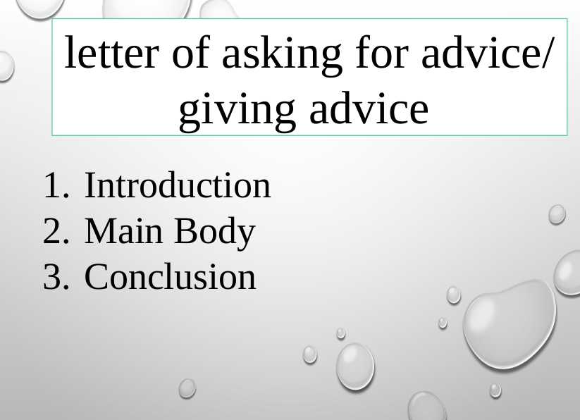 letter of asking for advice/ giving advice