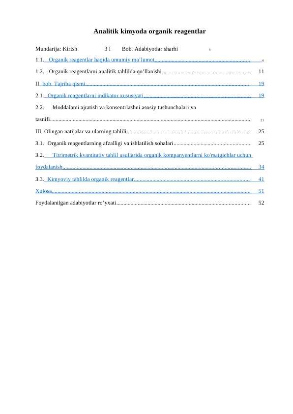 Analitik kimyoda organik reagentlar
