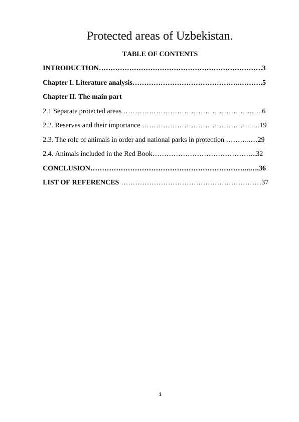 Protected areas of Uzbekistan.