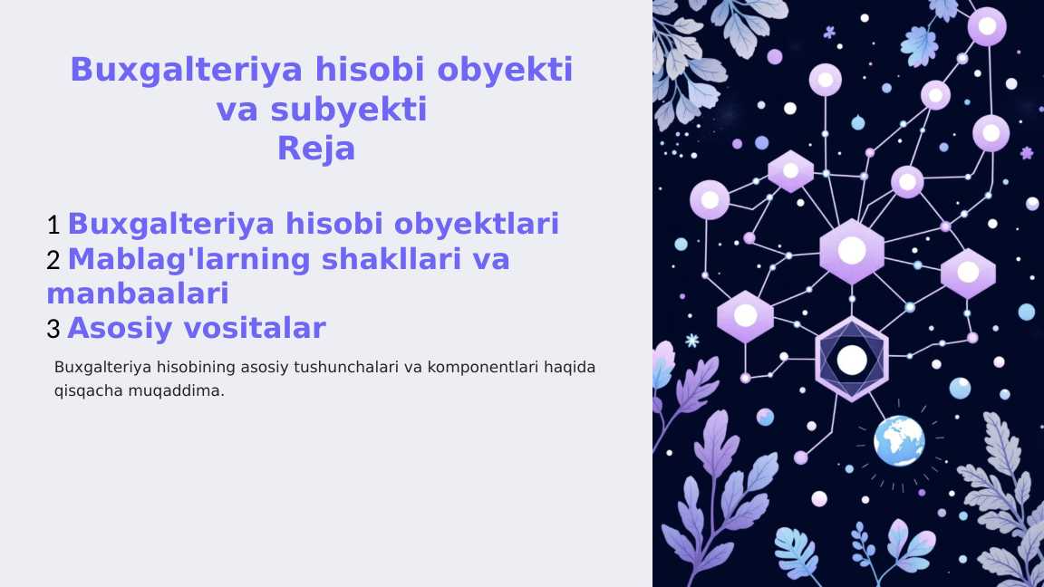 Buxgalteriya hisobi obyekti va subyekti