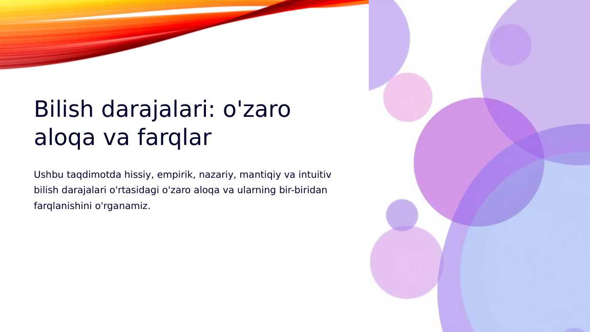 Bilish darajalari: o'zaro aloqa va farqlar