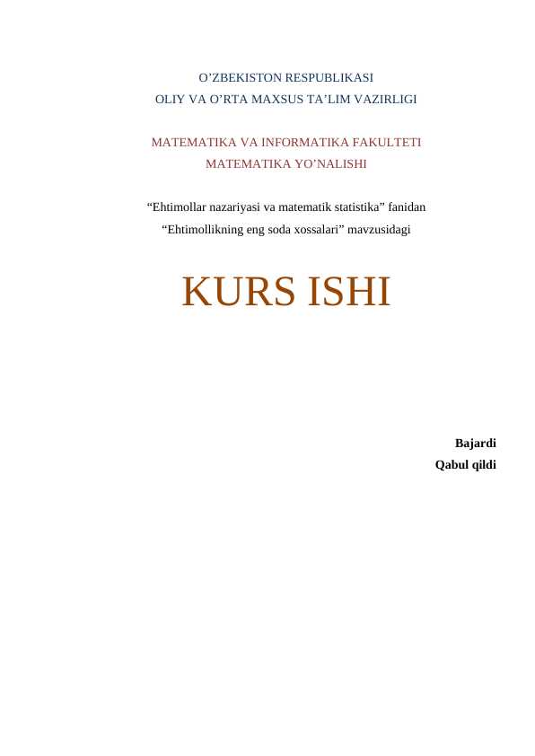 Ehtimollikning eng soda xossalari