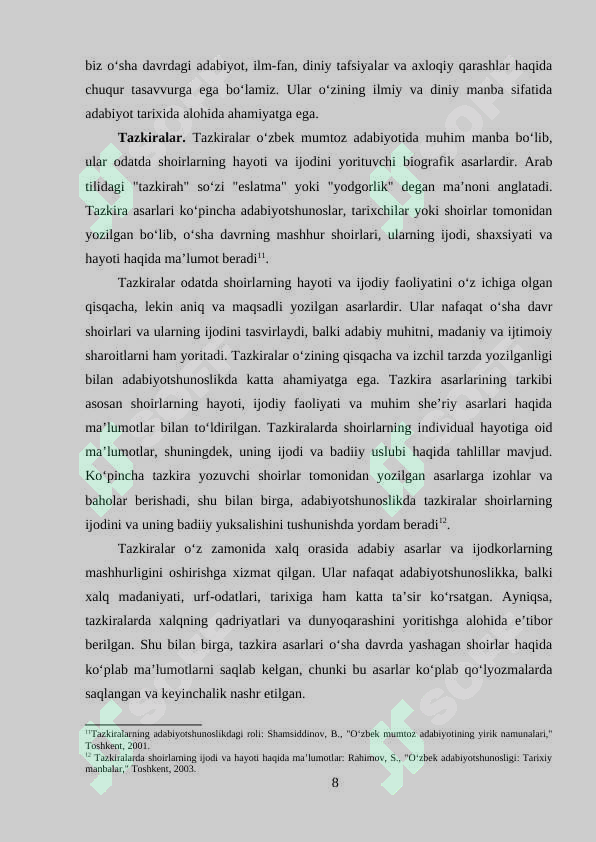 Devon, bayoz va takrizalar-mumtoz adabiyotni o‘rganishda muhim manbalar