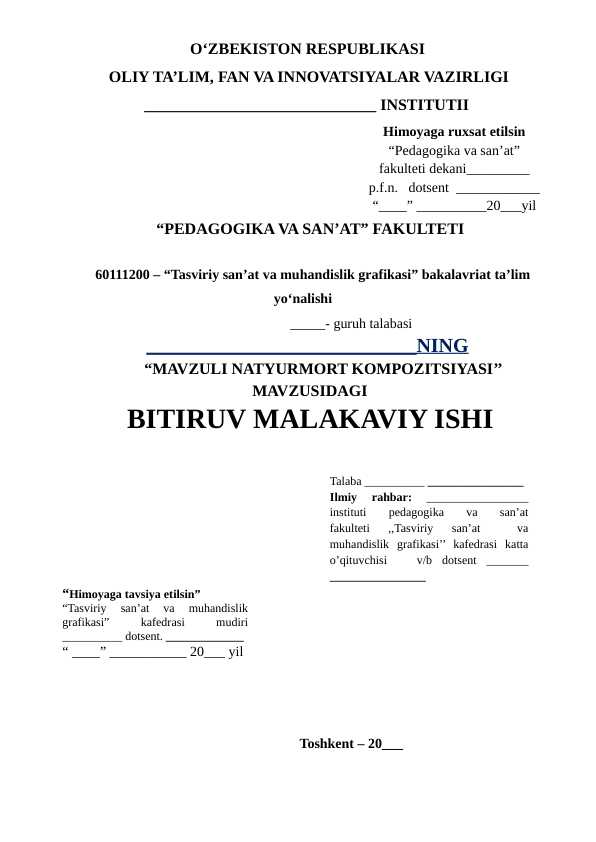 MAVZULI NATYURMORT KOMPOZITSIYASI