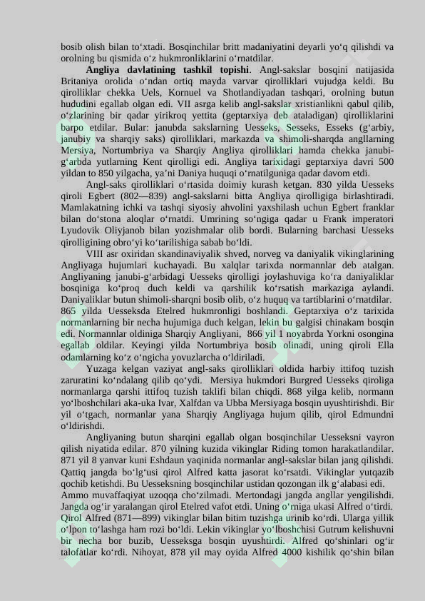 Ilk o’rta asrlarda Angliya